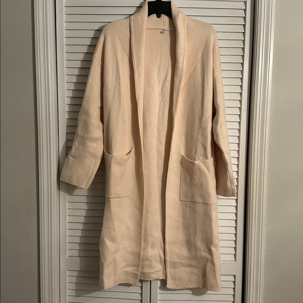 Apricot/Cream Open Front Heavy Cardigan